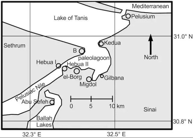 Rekonstruksi geografi Delta Nil, 1250 SM. Foto: PLOS ONE