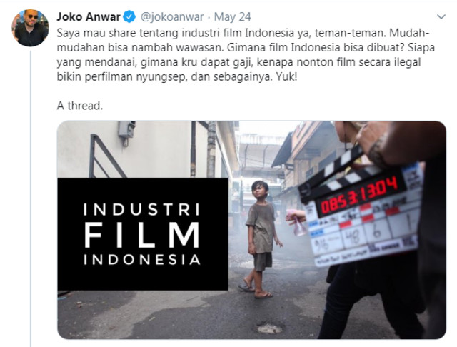 Twit Joko Anwar, Foto: Dok. Twitter Joko Anwar