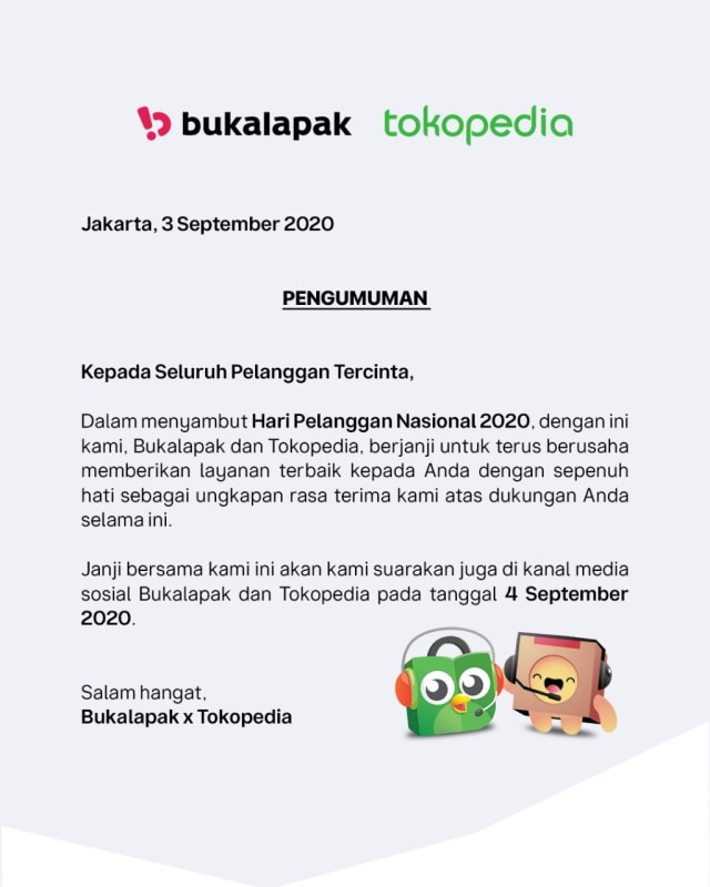 Viral Kampanye Bersama Tokopedia dan Bukalapak demi Pelanggan, Mau