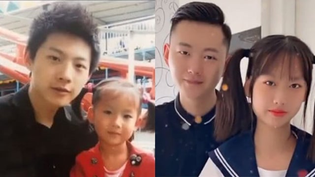 Ayah awet muda, dikira pacar anaknya yang masih remaja. (Foto: Pear Video/HK01)
