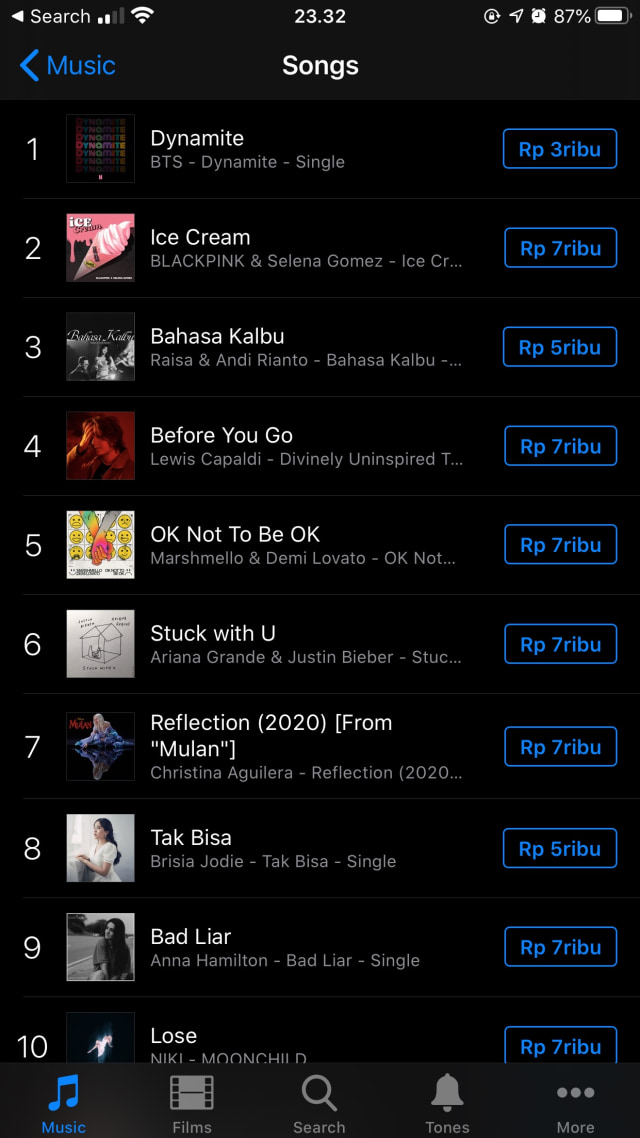 iTunes Chart Indonesia, Foto: Dok. Kumparan