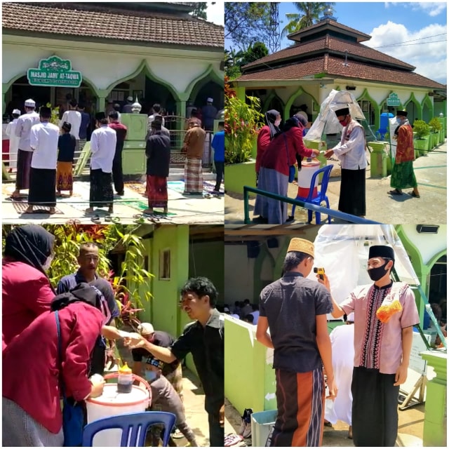 Kelompok 26 PMM-UMM Bantu Pengecekan Suhu Tubuh dan Bagikan Masker bersama Remas Masjid At-Taqwa Dusun Sempu, Kec. Dau, Kab. Malang.