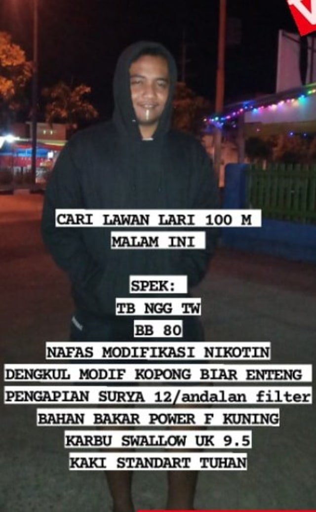 Profil dan Spek Para Pebalap Lari Liar: Dengkul Kopong, Bensinnya Boba (115789)