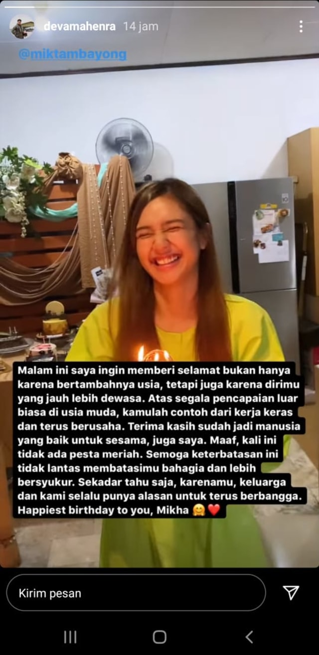 Ucapan Manis Deva Mahenra untuk Mikha Tambayong yang Ulang Tahun ke-26 (303806)
