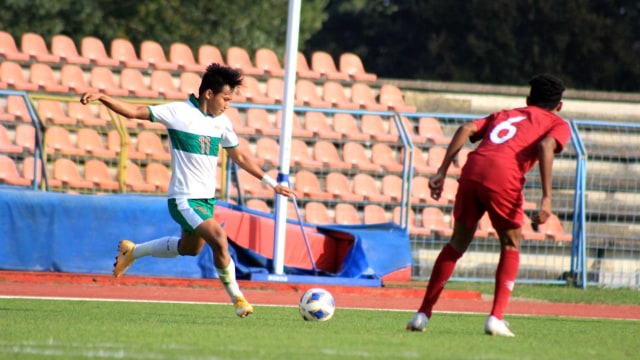Timnas U-19 melawan Timnas Qatar U-19 dalam laga uji coba di Kroasia. Foto: PSSI