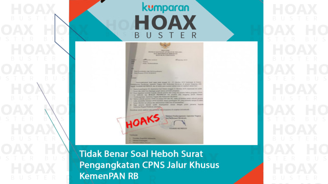 Hoaxbuster: Soal Heboh Surat Pengangkatan CPNS Jalur Khusus KemenPAN RB. Foto: Menpan RI