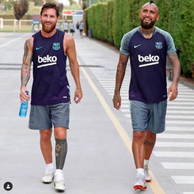 Lionel Messi dan Arturo Vidal foto: @Leomessi/instragram
