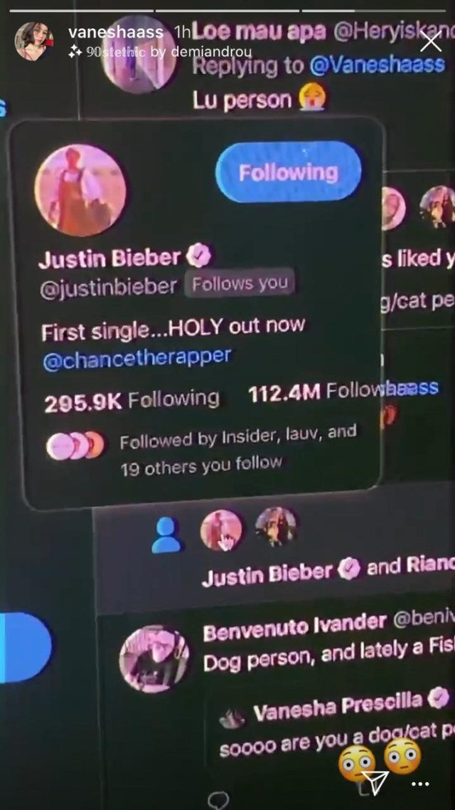 Vanesha Prescilla Shock Di-follow Justin Bieber di Twitter (9873)