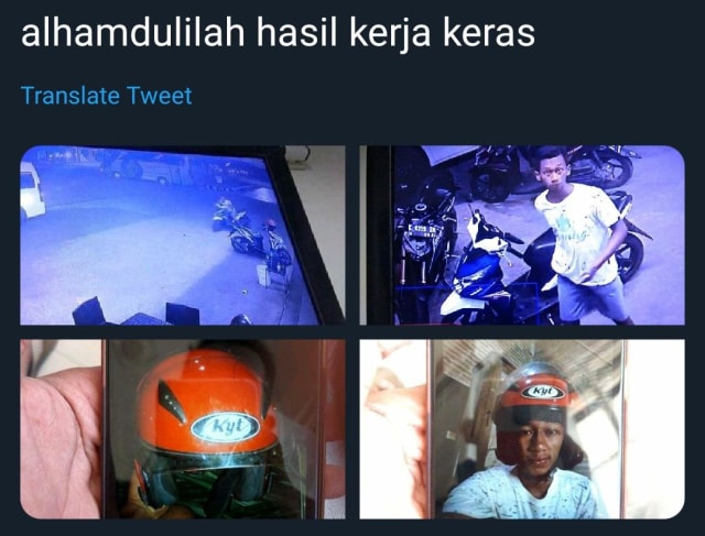 Pria Maling Helm dan Pamer Hasil Curiannya di Status  