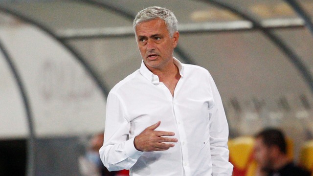 Pelatih Tottenham Hotspur Jose Mourinho pada pertandingan kualifikasi Liga Europa melawan KF Shkendija di National Arena Todor Proeski, Skopje, Makedonia Utara. Foto: Ognen Teofilovski/REUTERS