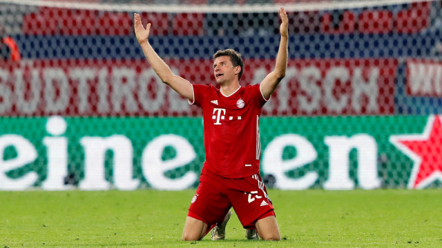 Pemain Bayern Muenchen Thomas Mueller. Foto: Bernadett Szabo/POOL/AFP