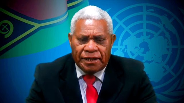 Perdana Menteri Republik Vanuatu Bob Loughman di sidang umum PBB. Foto: Youtube/United Nation