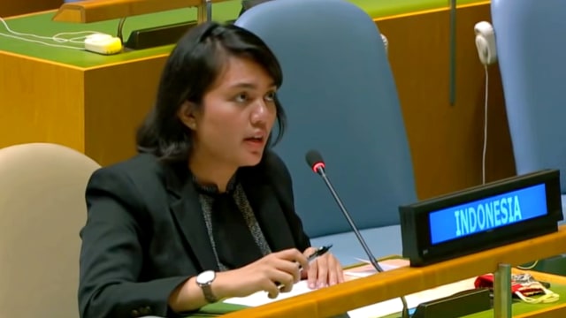 Diplomat Perwakilan Indonesia di PBB, Silvany Austin Pasaribu. Foto: Youtube/United Nation