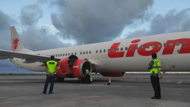 Ada kerusakan mesin, Lion Air tujuan Lombok-Surabaya Return to Base. Foto: AP II Lombok International Airport