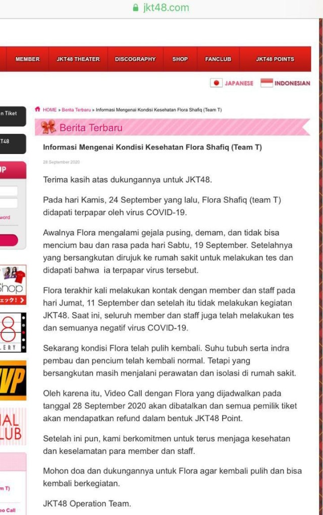Flora JKT48 Positif Corona (204914)