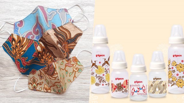 Masker dan botol susu bayi motif batik Foto: Instagram @byjedy dan Pigeon Baby Indonesia