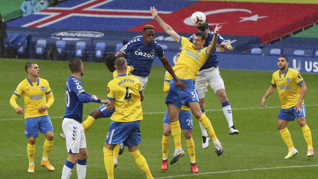 Everton vs Brighton & Hove Albion di Goodison Park, Liverpool, Inggris. Foto: PETER BYRNE/REUTERS