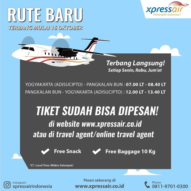 Rute Baru Xpressair Yogyakarta - Pangkalan Bun