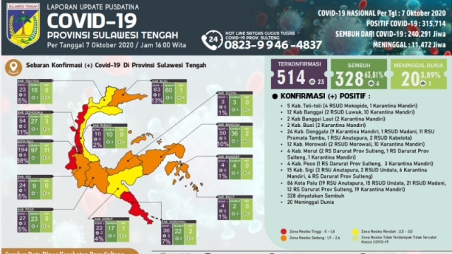 Corona Sulteng: 7 Daerah Sumbang Kasus COVID-19, Palu Terbanyak (404044)