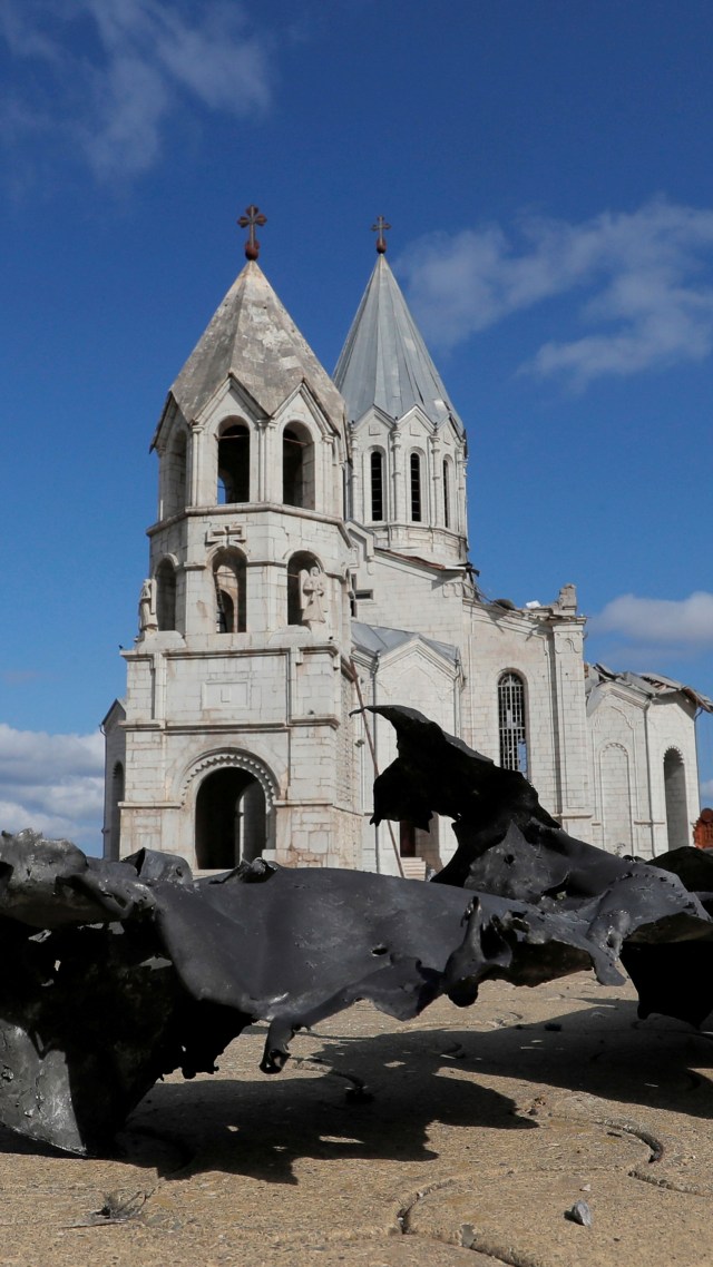 Katedral Holy Saviour yang jadi sasaran penembakan, di Shusha Nagorno Karabakh, Kamis (9/10). Foto: NKR InfoCenter/PAN Photo/Handout via REUTERS