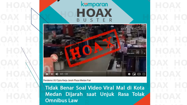 Hoax Buster: Video viral mal di Kota Medan dijarah saat unjuk rasa tolak Omnibus Law. Foto: Dok. Istimewa
