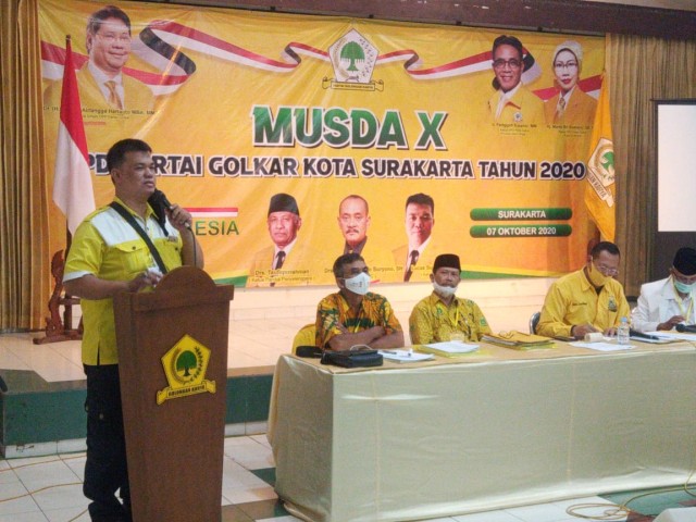 Politikus senior Kota Solo, Koes Rahardjo terpilih secara aklamasi sebagai Ketua Umum Partai Golkar Surakarta pada Musyawarah Daerah ke X Partai Golkar
