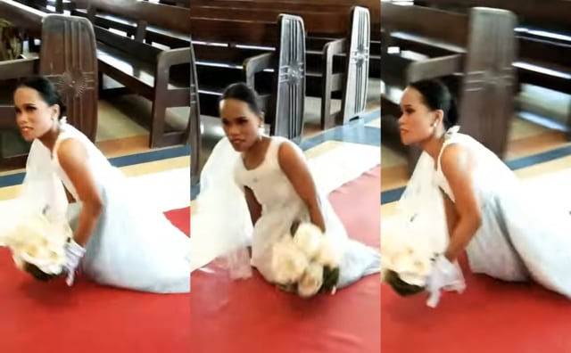 Viral Video Pengantin Perempuan Tanpa Kaki yang Jalan di Altar dengan Tangan Foto: Arvin Sumagang