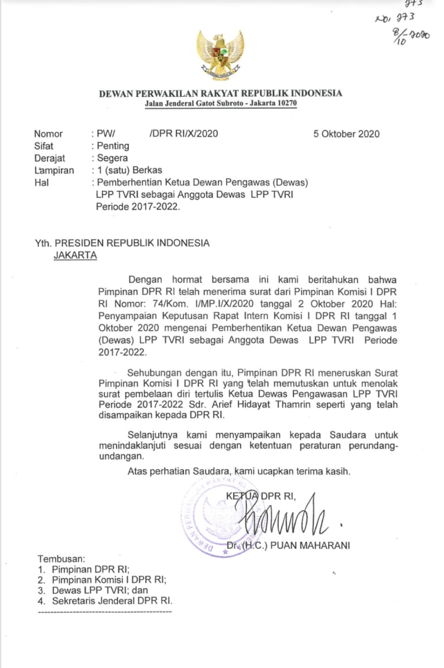 DPR Berhentikan Ketua Dewas TVRI Arief Hidayat Thamrin (8967)