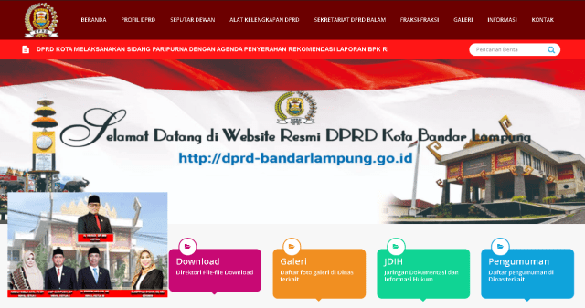 Sempat diretas, website DPRD kota Bandar Lampung sudah normal kembali, Senin (12/10) | Foto : Istimewa