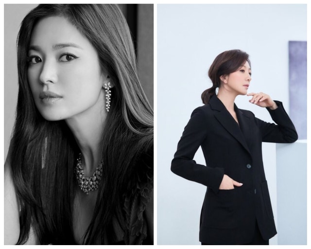 Kolase foto aktris Korea Selatan dengan bayaran tertinggi, Song Hye Kyo dan Kim Hee Ae. Foto: instagram @kyo1122 @heeae_official
