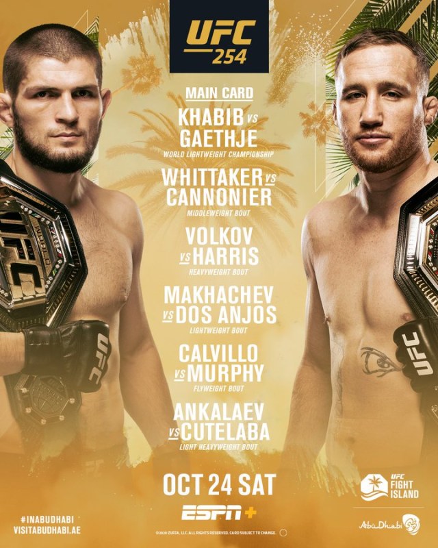 Poster laga Khabib Nurmagomedov vs Justin Gaethje. Sumber: Istimewa