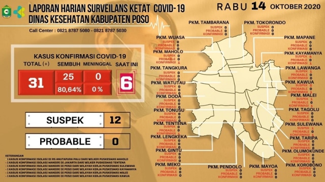 Laporan harian surveilans ketat COVID-19 Dinas Kesehatan Kabupaten Poso. Foto: Istimewa