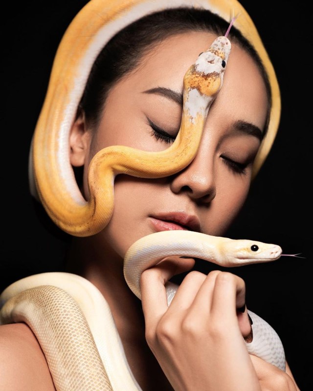 Seperti Medusa, Begini Gaya Anya Geraldine saat Pemotretan Bersama 11 Ular Piton (67968)