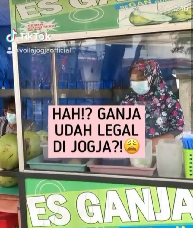 Viral es ganja dijual bebas di Yogyakarta. (Foto: TikTok/@voilajogjaofficial )