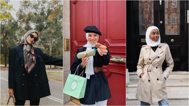 5 Inspirasi Gaya Hijab Parisian Chic untuk Tampilan Sehari-hari. Foto: dok. Instagram/ @anaoctarina @hananalbadri @itsnajmaahmed