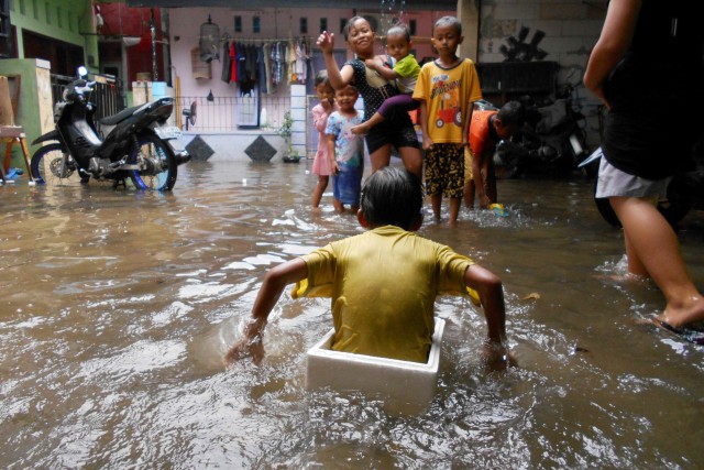 Ilustrasi banjir Jakarta. Foto: Suwandy/Antara Foto
