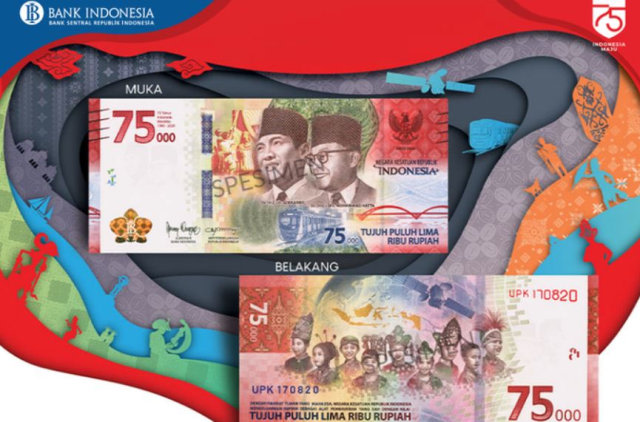 Potret Uang Pecahan 75 Ribu Rupiah. Sumber: Bank Indonesia