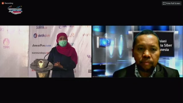 Ketua Umum Asosiasi Media Siber Indonesia (AMSI) Wenseslaus Manggut, dalam pembukaan Konferensi Wilayah II AMSI Jawa Timur di Kota Batu, Jawa Timur. Sabtu (24/10/2020)
