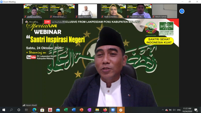 Webinar Bertema Santri Inspirasi Negeri Lakpesdam PCNU Kabupaten Malang.
