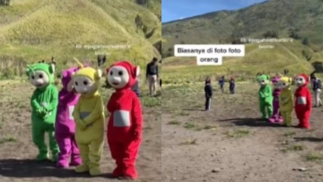 Bikin Sedih, Momen saat Badut Teletubbies Dicueki Pengunjung di Gunung Bromo (83043)