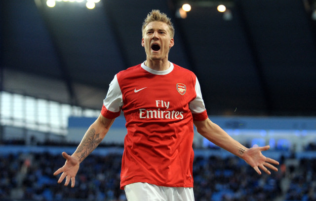 Nicklas Bendtner saat masih membela Arsenal Foto: AFP/ANDREW YATES
