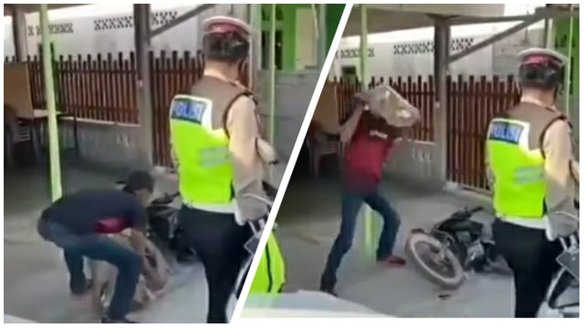 Kena Tilang Polisi, Pria Ini Malah Marah hingga Hancurkan Motornya Sendiri (8684)