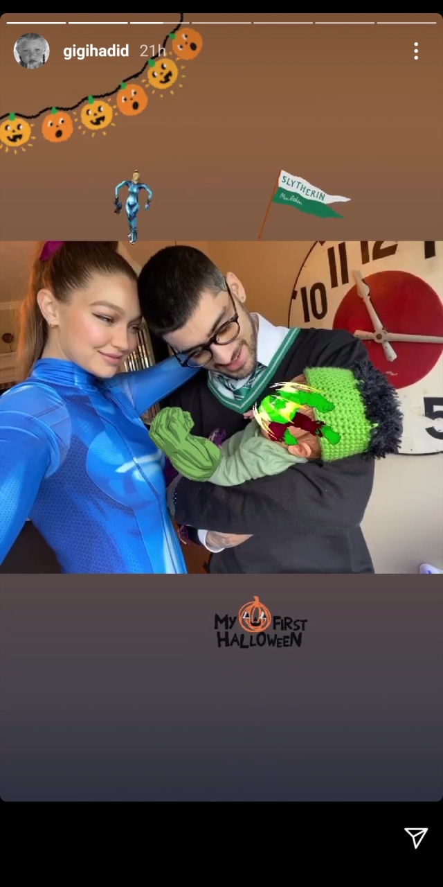 Gigi Hadid dan Zayn Malik rayakan Halloween bersama sang putri. Foto: Instagram/@gigihadid