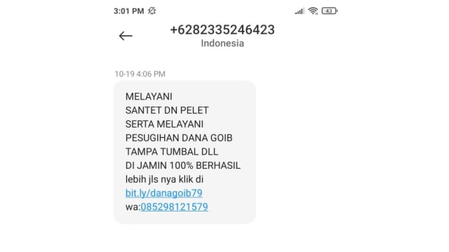 Ramai Lagi SMS Iklan Mengganggu: Jasa Pesugihan Hingga Pelet Online (41440)