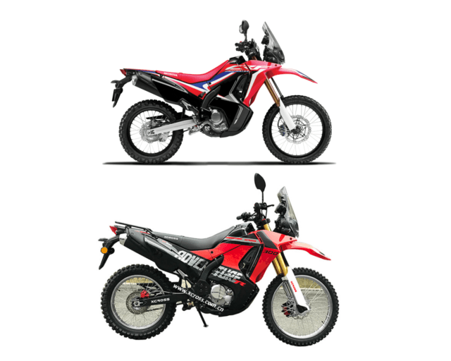 Motor Honda CRF250 dan Motor China Tiruan. Foto: dok. Honda dan dok. Chongqing Cross