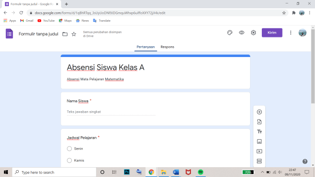 Google doc untuk absen, Foto: Dok. Istimewa