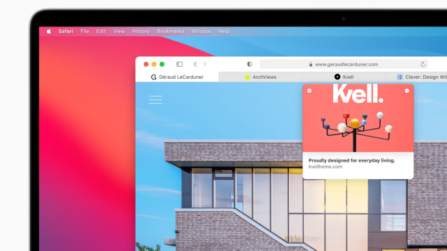 Tampilan pratinjau Tab di Safari pada macOS Big Sur. Foto: Apple