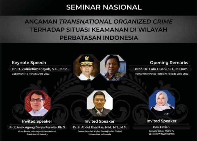 Flyer Seminar Nasional dengan tema tentang ancaman Transnational Organized Crime, Unmar (12/10/2020)
