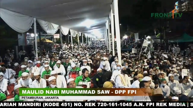 Suasana peringatan Maulid Nabi di markas FPI Petamburan.  Foto: Dok. YouTube Front TV