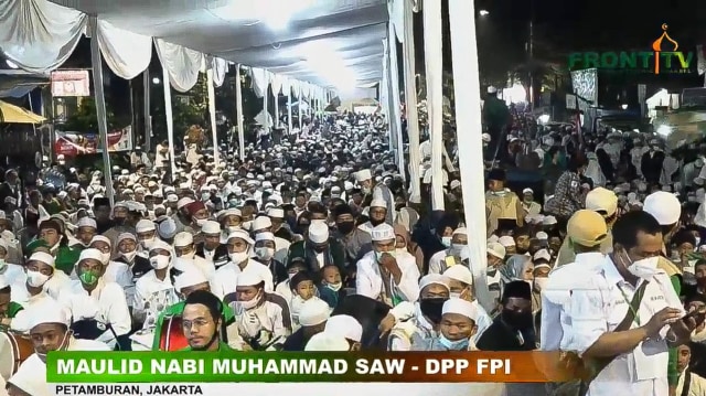 Suasana perayaan Maulid Nabi di Markas FPI Petamburan, Jakarta. Foto: Dok. Youtube Front TV